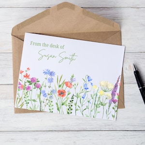 Personalized Wildflower Note Card Set: Custom Stationery Gift