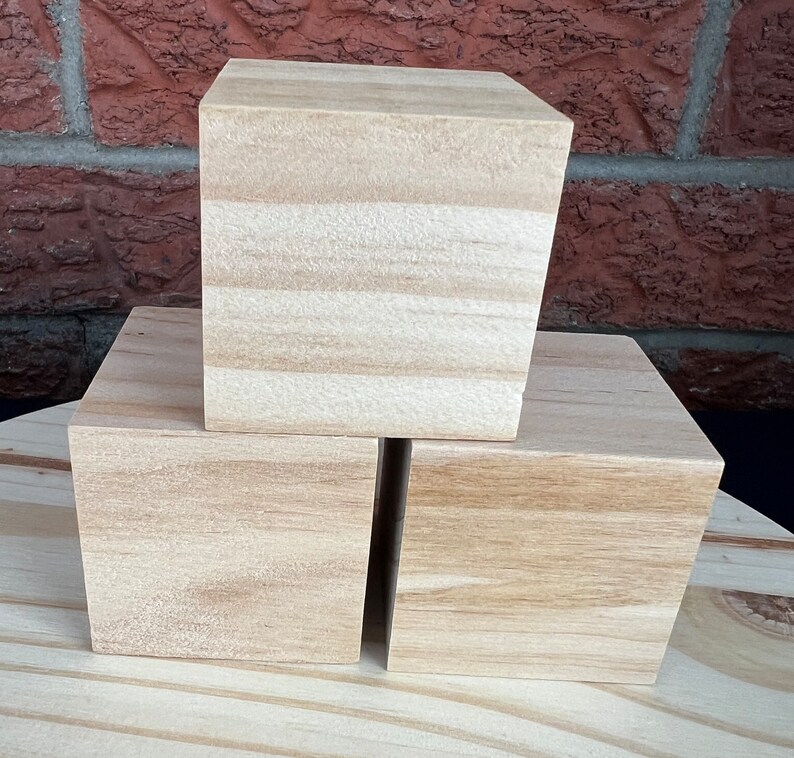 2 Inch Unfinished Wood Block Square for Crafting Three Tiered Tray