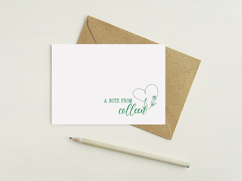 Personalized Note Cards With Envelopes, Customized Gift for Her, Custom