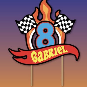 Cool Race Car Birthday Cake Topper Personalized