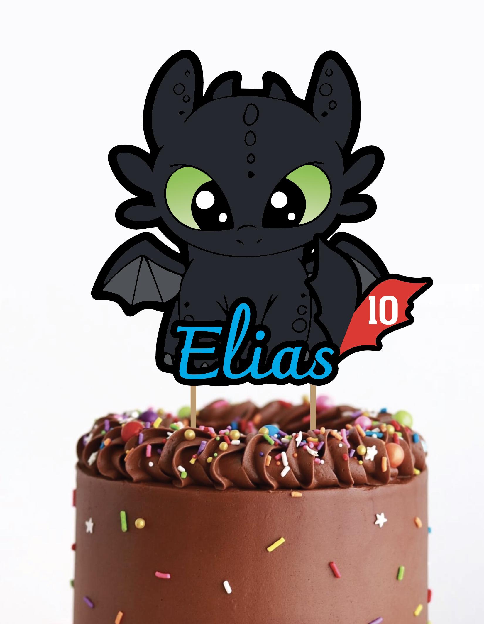 Personalised How To Train Your Dragon Toothless Cake Glitter Topper - Birthday Age Custom - Younique Gifts UK