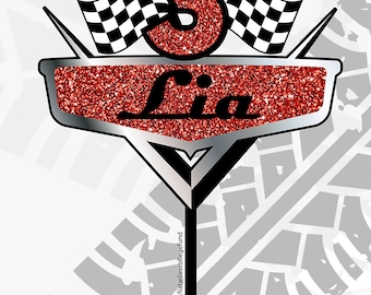 Cars Theme Birthday Cake Topper Personalized