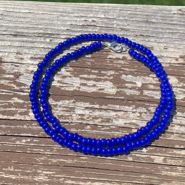 Royal Blue Seed Bead Necklace