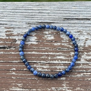 4mm  Blue Sodalite Bracelet, Gemstone Bracelet, Mala Bracelet, Healing and Calming Bracelet
