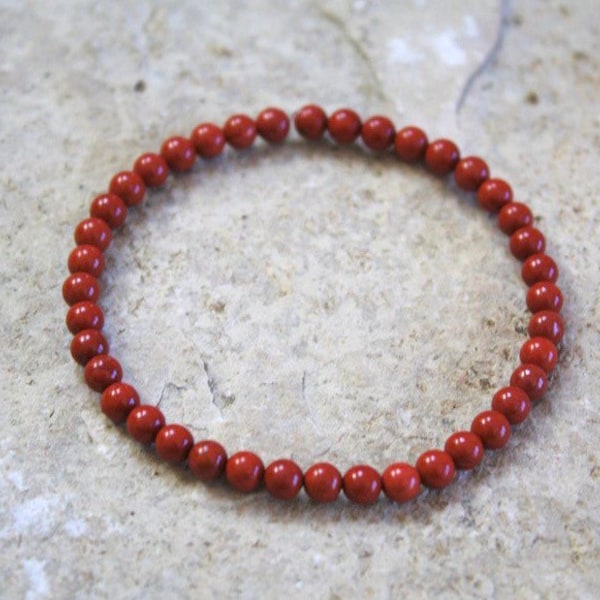 Red Jasper Bracelet, 4mm Red Jasper Bracelet, Root Chakra Bracelet, Jasper Bracelet, Healing Bracelet, Grounding Bracelet