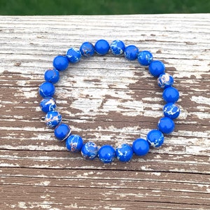 Blue Jasper Bracelet, Healing Crystal Bracelet, Blue Stone Bracelet , Protection Bracelet, Yoga Bracelet, Mala bracelet