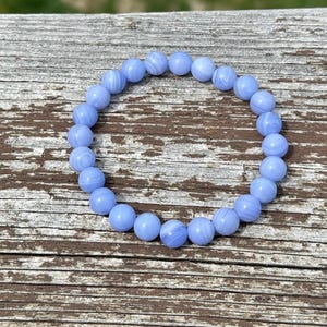 Blaues Spitzen Achat Armband, Blaues Achat Armband Natürliches 8 mm Blaues Spitzen Achat Armband, beruhigendes Armband, Halschakra