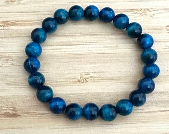 Blue  Tiger Eye Bracelet, Aquamarine Bracelet, Throat Chakra Bracelet, Tiger Eye Bracelet, Healing Bracelet