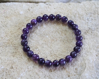 Amethyst Bracelet, February Birthstone Bracelet, Healing Crystal Bracelet, Purple Bracelet, Amethyst Jewelry, Crown Chakra Bracelet
