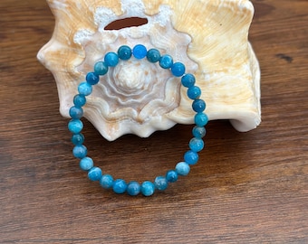 Bracciale con perline di apatite blu, guarigione del chakra della gola