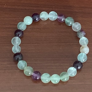 Fluorite Bracelet, Crystal Healing, Beaded Bracelet, Crystal Jewelry, Rainbow Fluorite