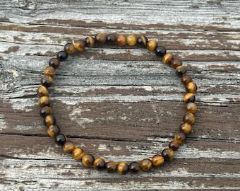4mm Tiger Eye Bracelet: Natural Gemstone Crystal Jewelry