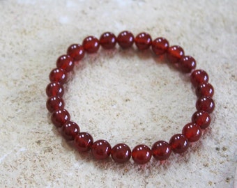 Red Carnelian Bracelet: 8mm Natural Gemstone, Root Chakra Healing