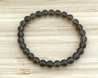 Bracelet de perles de quartz fumé, pierre de mise à la terre, soulagement du stress