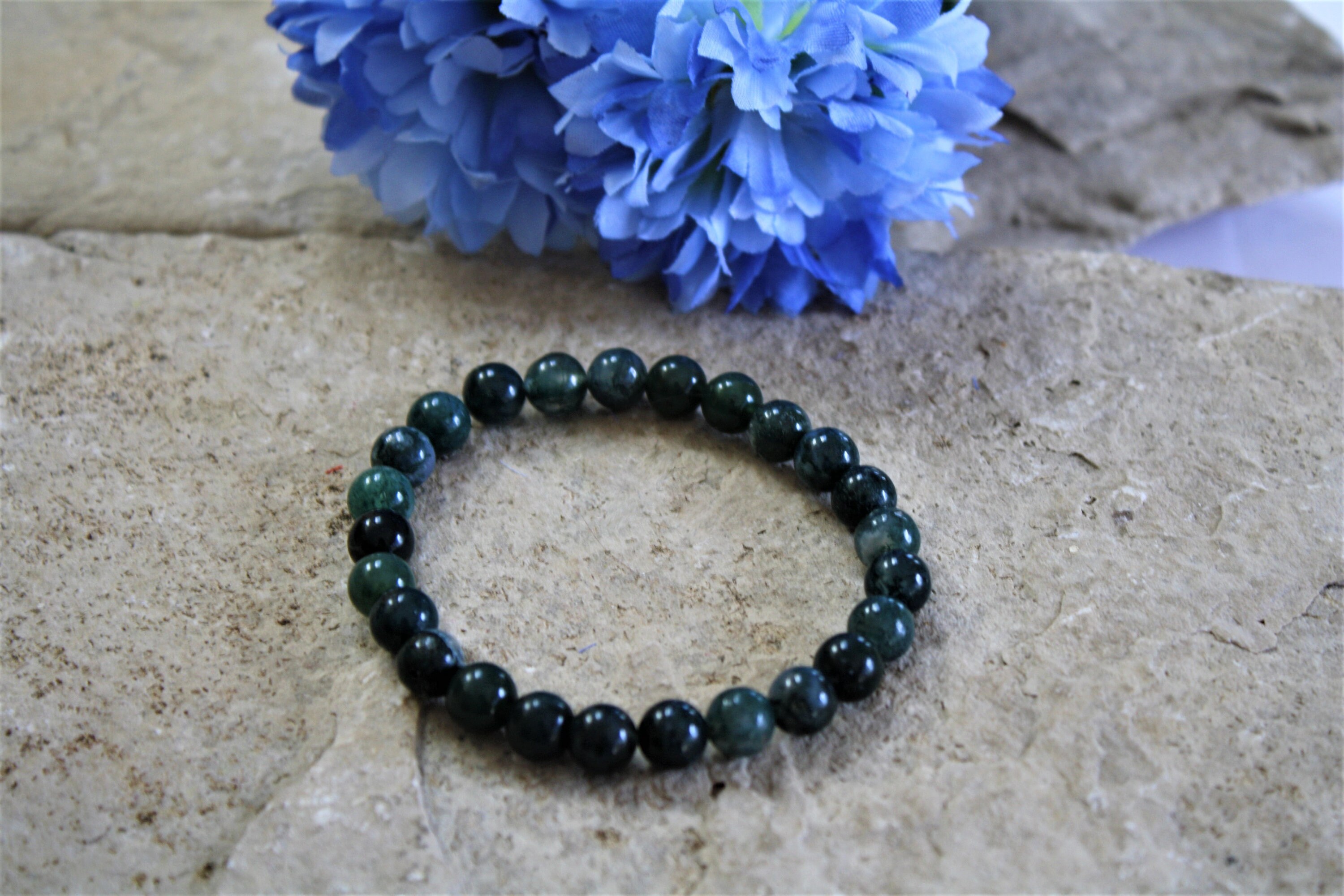 Moss Agate Bracelet Green Moss Agate Bracelet Heart Chakra | Etsy