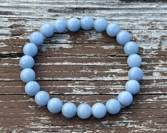 Angeliet-armband, blauwe kristallen helende steen, keelchakra