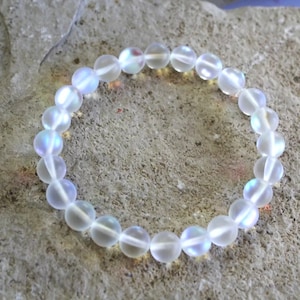 White  Mermaid Glass Bracelet, Glowing Mermaid Glass Bracelet, Glowing Bracelet, Aura Glass Bracelet, Iridescent Bracelet