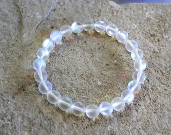 White  Mermaid Glass Bracelet, Glowing Mermaid Glass Bracelet, Glowing Bracelet, Aura Glass Bracelet, Iridescent Bracelet