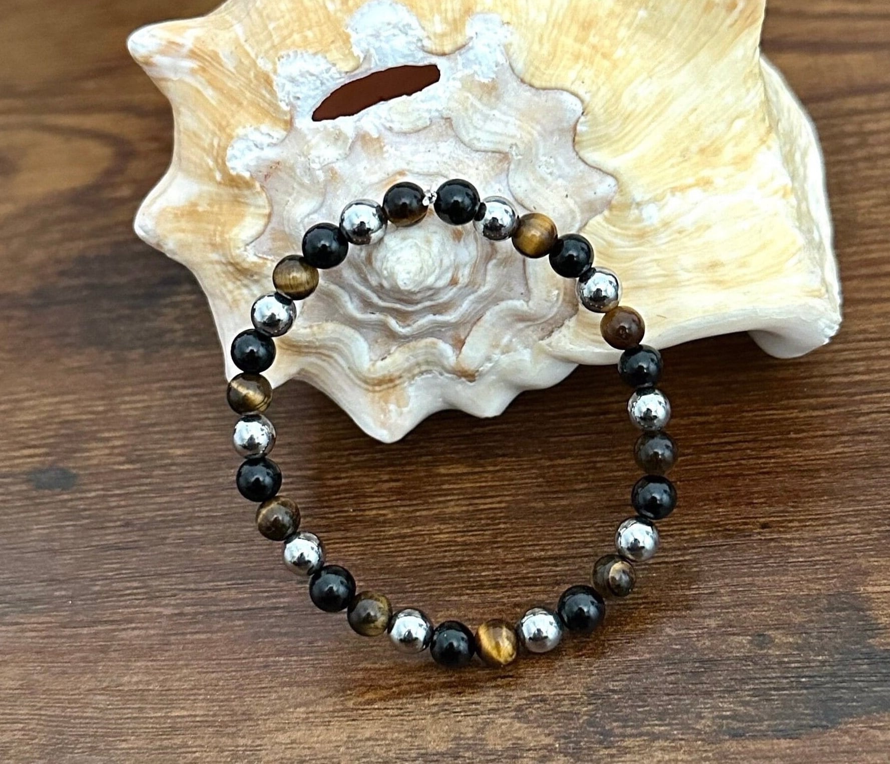 Bracciale Con Occhio Di Tigre, Tormalina Nera E Ematite – Forza, Protezione Ed Equilibrio, Per Uomo E Donna, Regalo Simbolico