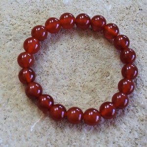 10mm Red Carnelian Bracelet, Carnelian Bracelet, Natural Carnelian Gemstone Beaded Bracelet, Healing Crystal Bracelet