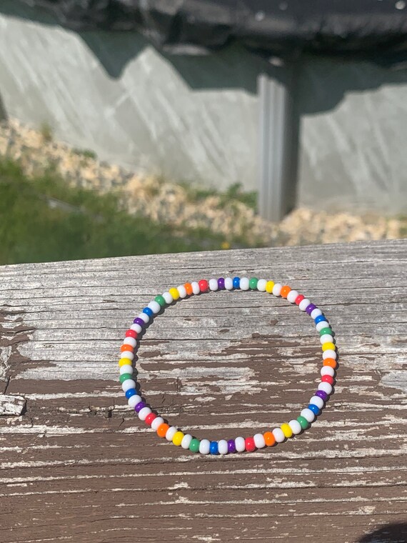 Rainbow Seed Bead V2 4mm Bracelet