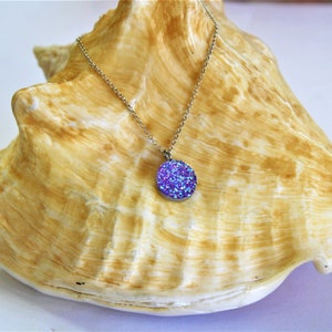 Purple Necklace, Purple Druzy Necklace, Crystal Necklace, Gift for Her, Necklace for Women, Bridesmaid Necklace,