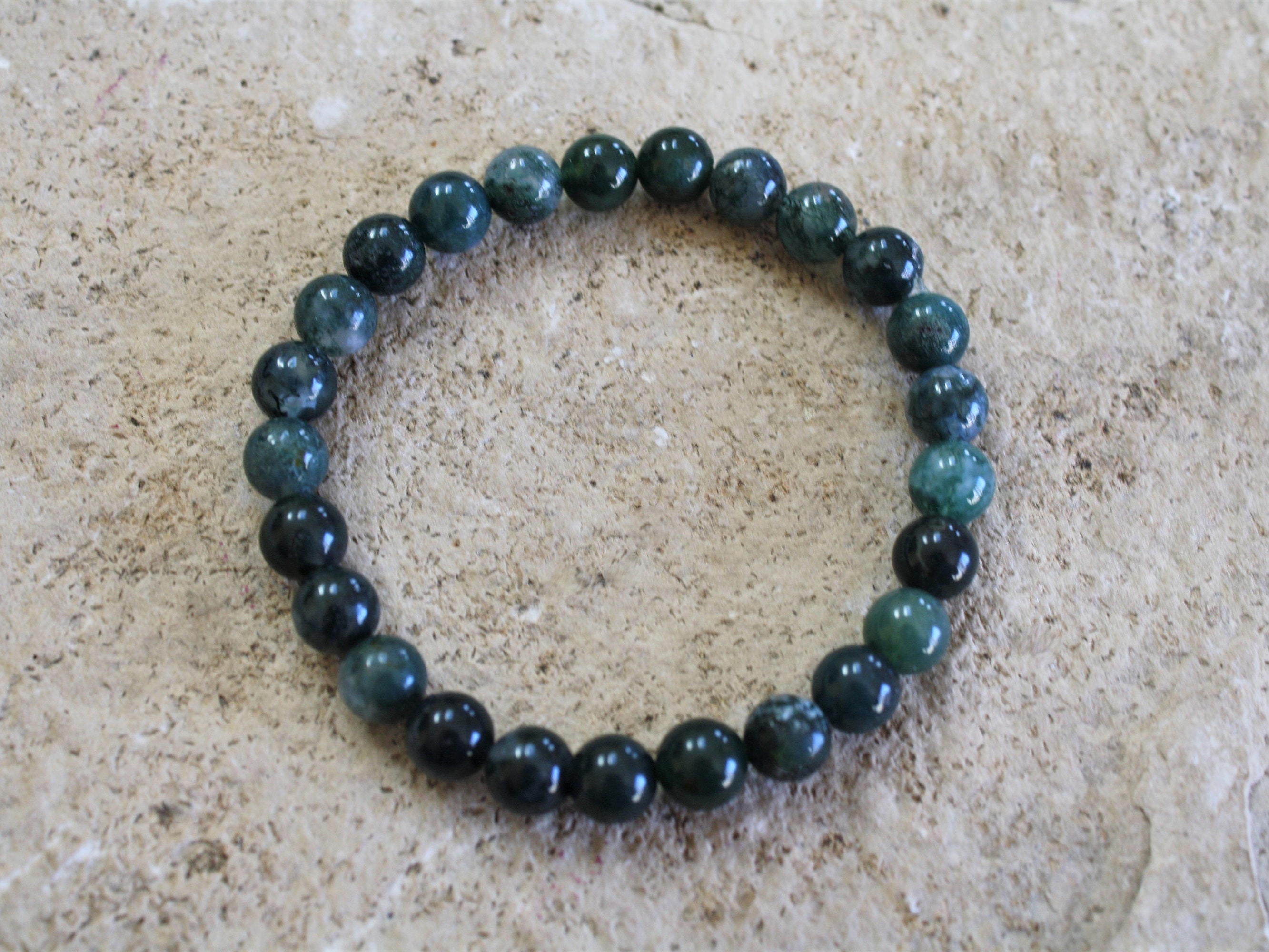 Moss Agate Bracelet Green Moss Agate Bracelet Heart Chakra | Etsy