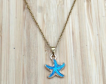 Gold Starfish Necklace, Beach Jewelry, Sea Lover Gift