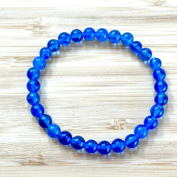 Pulsera de cuarzo azul, cuarzo de arándano, pulsera curativa, pulsera calmante, pulsera de piedra azul, pulsera con cuentas azules