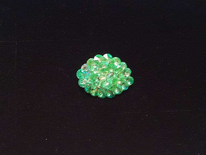 unusual unique gift Vintage lime green rivoli crystal beaded brooch pin wedding bridal antique jewelry