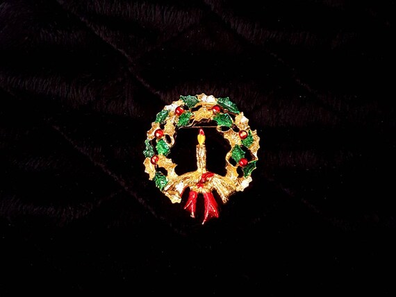 Vintage - Gerrys Christmas - wreath brooch - uniq… - image 2