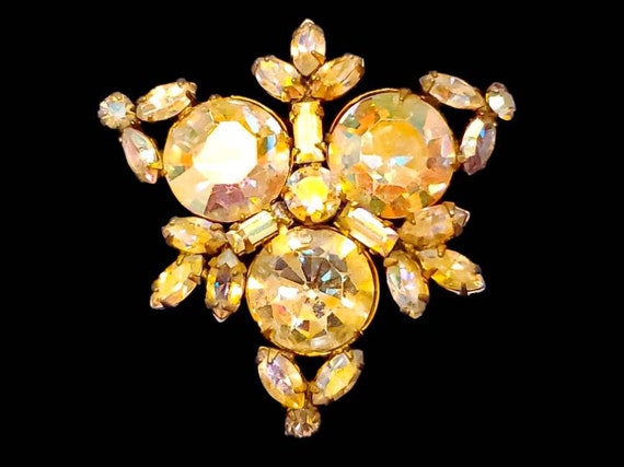 Vintage WEISS clear ab rhinestone brooch, Weiss b… - image 3