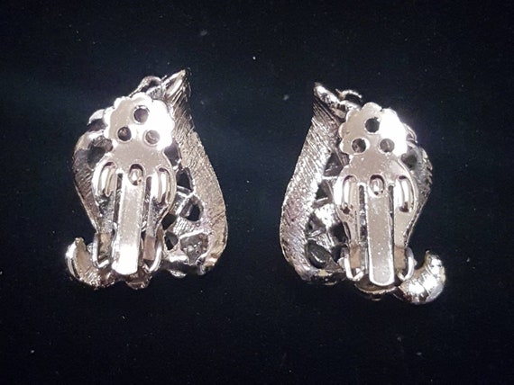 Vintage clip on earrings - clear iridescent auror… - image 2