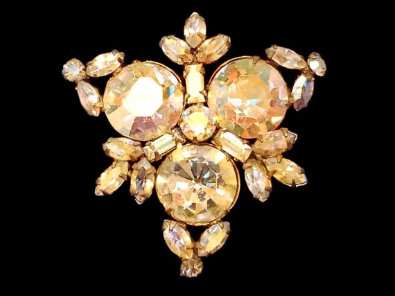 Vintage WEISS clear ab rhinestone brooch, Weiss b… - image 1