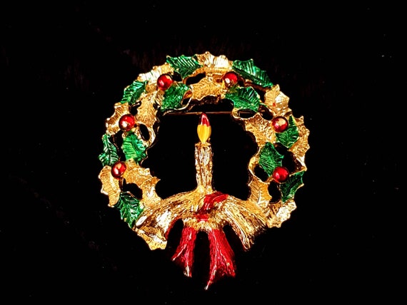 Vintage - Gerrys Christmas - wreath brooch - uniq… - image 1