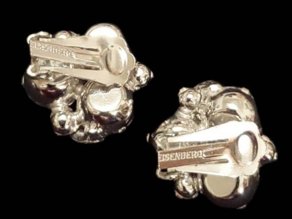 Vintage Eisenberg earrings, clear rhinestone earr… - image 2