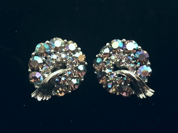 Lisner Vintage Blue Iridescent Aurora Borealis Rhinestone Etsy etsy