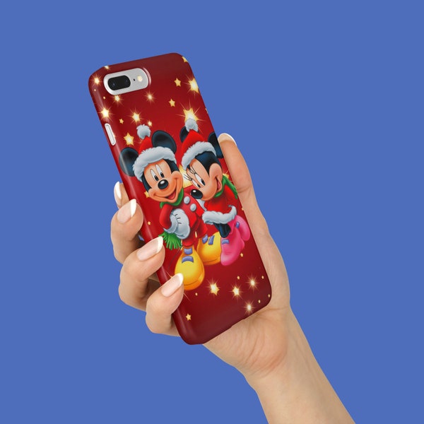 Mickey and Minnie Mouse Christmas Red Fully wrapped Plastic Phone Case Cover