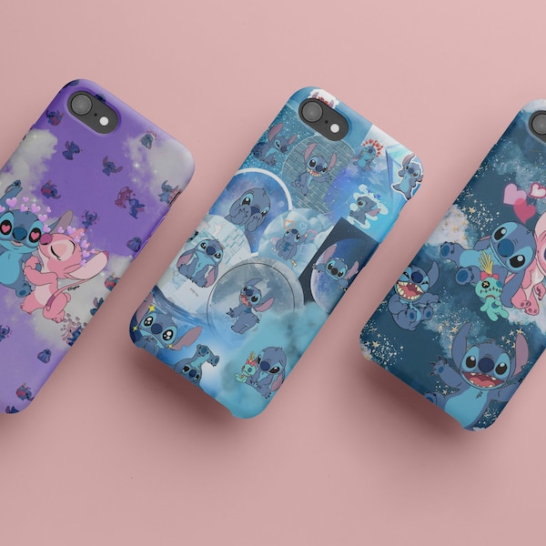 Disney Lilo And Stitch cartoon unique Fully wrapped Plastic Phone Case Cover For iPhone, Samsung, iPhone 11, iPhone X, Samsung S6, S7, S8