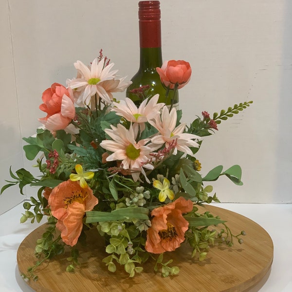 Wine Bottle Floral Arrangement Etsy