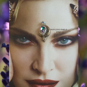goddess moon crystal bindi, tribal fusion,festival face bling gem jewel, third eye chakra, fairy bellydance costume face decor accessory