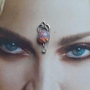 goddess opal bindi, goddess bindi, tribal fusion, bellydance bindi,reusable,festival face decor gem jewel, third eye
