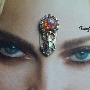 Scarab opal bindi, goddess bindi, chakra third eye,tribal fusion, bellydance,festival face decor gem jewel, fairy costume