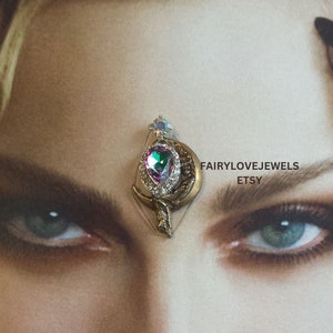 goddess moon crystal bindi, tribal fusion,festival face gem jewel, third eye chakra, fairy bellydance costume face decor accessory