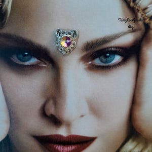 Vitrail crystal bindi, reusable, tribal fusion bindi, bindi, boho festival face gem jewel, face decor
