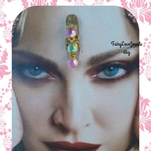 goddess crystal druzy bindi, tribal fusion bindi, reusable, boho festival face decor gem jewel bling, face decor,third eye, bellydance bindi
