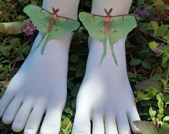 Fairy Luna moth butterfly silk organza anklet bracelet, fairy jewelry, wedding jewelry, festival jewelry, whimsical handmade gifts