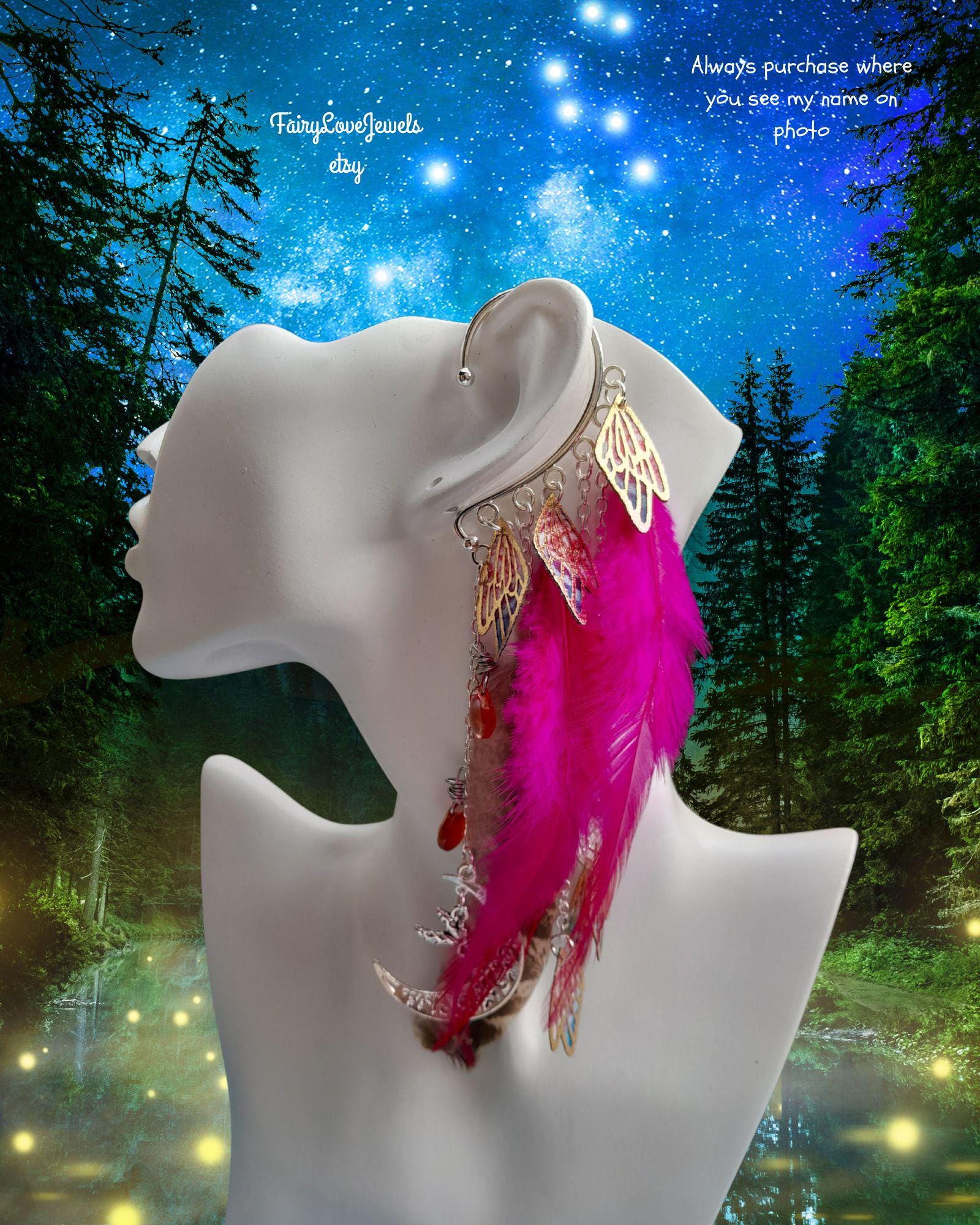 Rainbow Feather Ear Cuff - Etsy