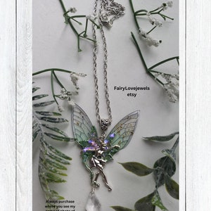 fairy pendant necklace with fairy wing charm, goddess jewelry, fairy wing jewelry, ren faire, handmade jewelry, gifts for her, gifts