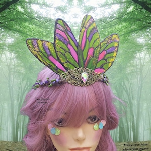 Fairy wing wreath crown tiara, elven branch woodland festival crown, fairy hair jewelry, handmade, goddess cosplay costume, gifts for her